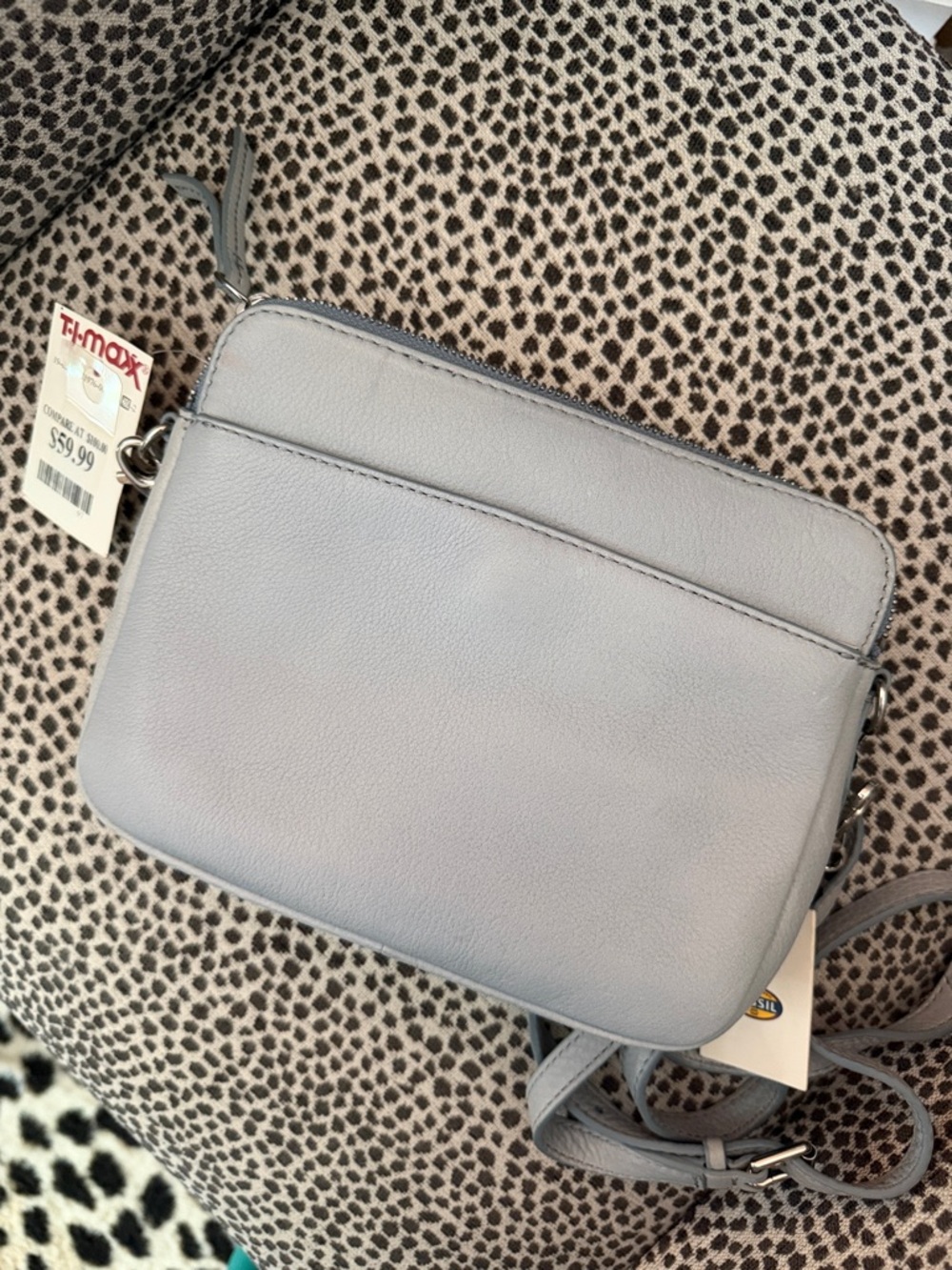 Fossil Sydney Crossbody in Smokey Blue with Tassel Zip